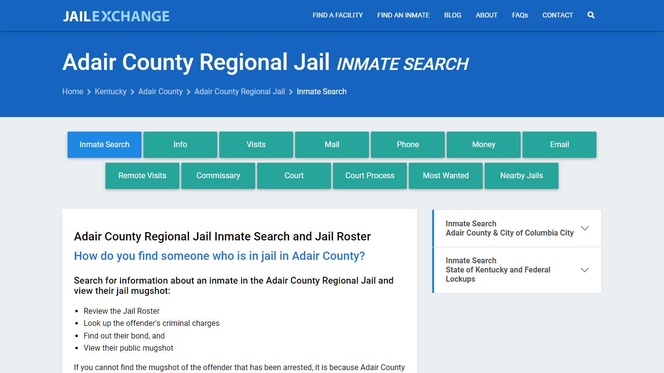 Adair County Regional Jail Inmate Search - Jail Exchange