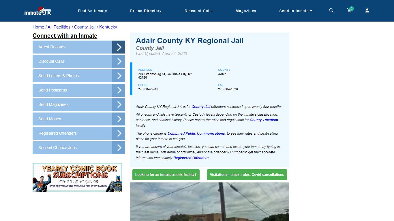 Adair County KY Regional Jail - Inmate Locator - Columbia City, KY